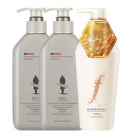 阿道夫茶麸洗发水丝滑亮泽多重功效洗发水蜂谷控油祛屑洗发膏 茶麸丝滑洗发水500ml*2+蜂谷控油洗发水500ml