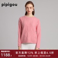 皮皮狗 秋冬新款 圆领基础版羊绒衫柔软细腻套衫毛衣女 405灰粉 S /095