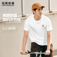 马克华菲（MARK FAIRWHALE）2026新款T恤男士纯棉重磅厚实衣服夏季圆领美式简约短袖体恤上衣 白#艺术框框 XL