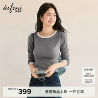 伊芙丽（eifini）朱珠代言【100%绵羊毛可机洗扬子纱】假两件毛衫26春经典款 灰色 S