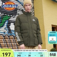 Dickies羽绒服 假两件字母印花多口袋羽绒服男士休闲9550 军绿色 （宽松版型） M