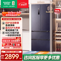 容声IDP净味503pro法式多门四开门超薄零嵌入式电冰箱家用一级节能效风冷无霜 BCD-503WD15MPQLA星宇灰