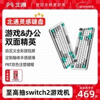 北通客制化键盘灵感旋钮 机械有线/无线/蓝牙 游戏电竞办公三模GASKET结构TTC秘境轴体热插拔RGB灯效 松石青-TTC秘境轴-97键 三模 97
