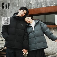 盖璞Gap男装2025秋季新款logo宽松连帽泡芙羽绒服百搭简约外套791896 黑色 L (175/96A)亚洲尺码