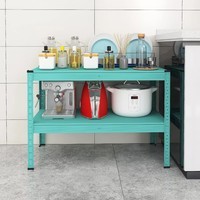 峰阳货架 置物架 ins北欧风二层厨房货架锅架落地式电饭煲收纳架子防锈 蒂芙尼蓝80*40*80二层