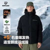 诺诗兰秋冬户外男女羽绒服防寒保暖可升温三防高蓬鹅绒羽绒外套面包服 纯黑色 M (165) 90-100斤 卡码拍小