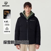 诺诗兰秋冬户外男女羽绒服防寒保暖可升温三防高蓬鹅绒羽绒外套面包服 纯黑色-91E XL (175) 120-140斤 卡码拍小