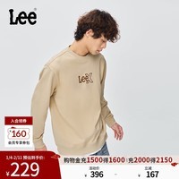 Lee25秋冬新品舒适版圆领印花Logo男长袖卫衣休闲潮LMT010840204 卡其色 XL