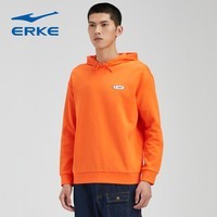 鸿星尔克卫衣男秋冬新款加厚保暖圆领简约运动风女跑步套头连帽外套 罂粟黄 9089 L