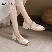 达芙妮玛丽珍女鞋2024新款春秋法式气质优雅小香风皮鞋拼色一字扣单鞋ZJ 米金色 38