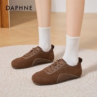 达芙妮黄色平底德训鞋女2025新款秋冬季透气轻便板鞋百搭运动休闲鞋 棕色 37