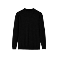 凡客诚品(VANCL)纯羊毛粗纺圆领羊毛衫男士套头毛衣针织长袖 黑色一件 M