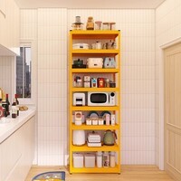 峰阳货架 碳钢加高阳台置物架顶天立地8层省空间落地多层家用收纳储物架子 黄色 80*40*228cm八层