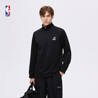 NBA官方勇士/湖人/联盟男女同款半拉链修身运动早秋长袖T恤 洛杉矶湖人/黑色 XL