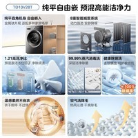 小天鹅（LittleSwan）变频滚筒洗衣机 纯平自由嵌水魔方冷水洗除螨除菌净屑除毛 全自动家用内衣洗高洗净比一级能效 新品|升级机身&高洗净比|28T 洗烘一体 10kg