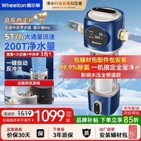 惠尔顿（WHEELTON）大白瓶前置过滤器防爆中央净水器大通量厨下式自来水全屋中央净水机0阻垢剂除余氯异色异味 【M6】一键冲洗免拆卸