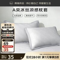 源生活夏季凉席枕套 冰丝软枕头套空调凉感枕芯套 一对 48*74cm 灰
