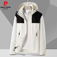皮尔卡丹（pierre cardin）2025秋季情侣连帽冲锋衣休闲外套男士休闲防风夹克连帽上衣男 黑色 M