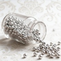 缦云足银999纯银珠子散珠光珠纯银配件DIY编绳银色珠子手链项链 15份=1克元宝