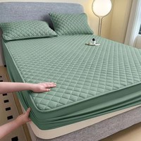 朴顿庄园加厚夹棉床笠单件全包床单磨毛床罩床垫保护罩套防滑防尘2025新款 夹棉床笠-橄榄绿XG 90*200