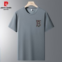 皮尔卡丹短袖t恤男士2025夏季圆领半袖体恤潮流休闲打底衫上衣男 灰色 L