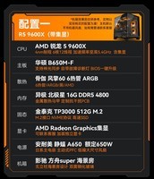 AMD锐龙 R5 9600X/RTX5060/RX9060XT 台式机电脑主机 渲染设计绘图整机 高端电竞游戏DIY组装电脑 配置1:9600X无显卡主机