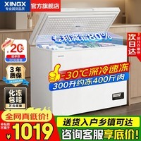 星星(XINGX)冰柜300升/200升大容量 -30℃速冻超低温速冻冷柜非无霜商用冰柜冷藏冷冻两用单温 冷冻柜一级能效 300升 【电子控温旗舰款】升级钢板内胆300DE