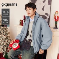 gxgjeans男装 多色潮流宽松短款立领夹克式羽绒服外套 25冬新品 灰蓝 预售15天发货 L (175)