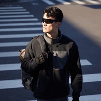 SANFO PLUS户外抓绒衣秋冬保暖立领抓绒夹克户外防静电透气百搭外套男 黑色 XXL