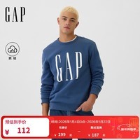 盖璞(GAP)男女装2025秋季新款印花logo抓绒圆领卫衣合身上衣美版542214 灰蓝色 542214 M 美码 L亚洲码180/96A 【偏大,建议拍小一码】