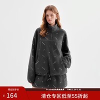 范思蓝恩趣味半高领半拉链宽松摇粒绒绒卫衣半身裙套装女42504370 深灰色卫衣 S