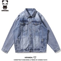 HIPANDA你好熊猫夹克男2026春季新款潮牌复古牛仔外套男休闲夹克上衣男款 蓝色 XL