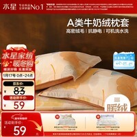 水星家纺枕套牛奶绒冬季双面保暖对枕套抗静电A类枕头罩一对装双人48x74cm