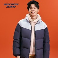 斯凯奇（Skechers）羽绒服男女同款情侣冬季拼色立领保暖短款防风锁热时尚百搭 墨灰色/00W5 L