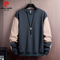 皮尔卡丹（pierre cardin）加绒卫衣男士2025冬季休闲宽松拼接长袖外套款 灰色 【薄款】 3XL