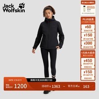 jackWolfskin狼爪秋冬新款女士经典户外防水抓绒三合一冲锋衣连帽外套5031991 黑色/6000 L