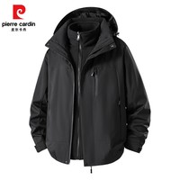 皮尔卡丹三合一冲锋衣可卸帽新款秋冬户外加厚防风防水高品质冲锋衣上衣 黑色 【6608】 S 【三合一】