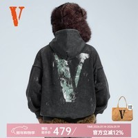 VLONE【重磅新品】2025新款泼墨刷漆卫衣美式高街纯棉连帽卫衣 VLHD25010黑绿 S