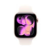 Apple/苹果 Watch S11 智能手表46毫米玫瑰金色铝金属表壳淡桃粉色运动型表带S/M 【GPS款】
