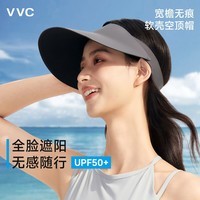 VVC遮阳帽女防紫外线防晒帽纯色太阳帽户外沙滩空顶帽子f\'f 山岚灰;F