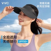 VVC遮阳帽女防紫外线防晒帽纯色太阳帽户外沙滩空顶帽子f\'f 极夜黑;F