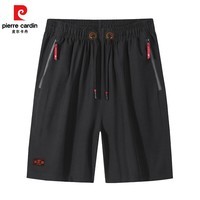 皮尔卡丹七分裤男士夏季宽松直筒休闲短裤外穿运动大裤衩子男装款 黑色【五分裤】 M