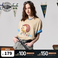 帕拉丁（PALLADIUM）宽松休闲男女同款圆领短袖T恤1011780 奶茶色 S