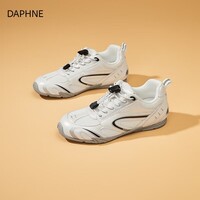DAPHNE达芙妮复古银色赛车写运动德训鞋女2026春季新款休闲芭蕾防滑通勤阿甘鞋 白银色 35