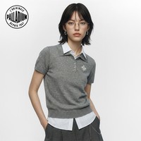 帕拉丁（PALLADIUM）帕拉丁上装刺绣鸢尾花女款短袖Polo衫1913899 鲨鱼灰 XS