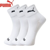 彪马（PUMA）女袜子女士中筒袜夏季春秋运动休闲款吸汗透气棉袜纯色百搭3双装 白色 3双 均码 EU35-38(适合脚码35-39)