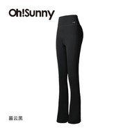 OhSunny打底裤女裸感高腰收腹提臀显瘦运动健身微喇鲨鱼瑜伽裤 暮云黑 S