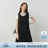 范思蓝恩亚麻无袖休闲少女感连衣裙短裙女2025夏秋百褶搭裤子3231 黑色 M