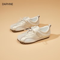 DAPHNE达芙妮时尚德训鞋女2026春季新款百搭休闲气质轻便圆头防滑休闲鞋 香槟金 35