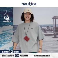 nautica white sail ×CityBoy 日系中性宽松全棉刺绣logo廓形圆领T恤TW2216 灰色0GH（222） M